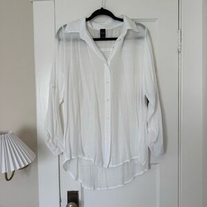 VYB White Sheer Button-Down Shirt